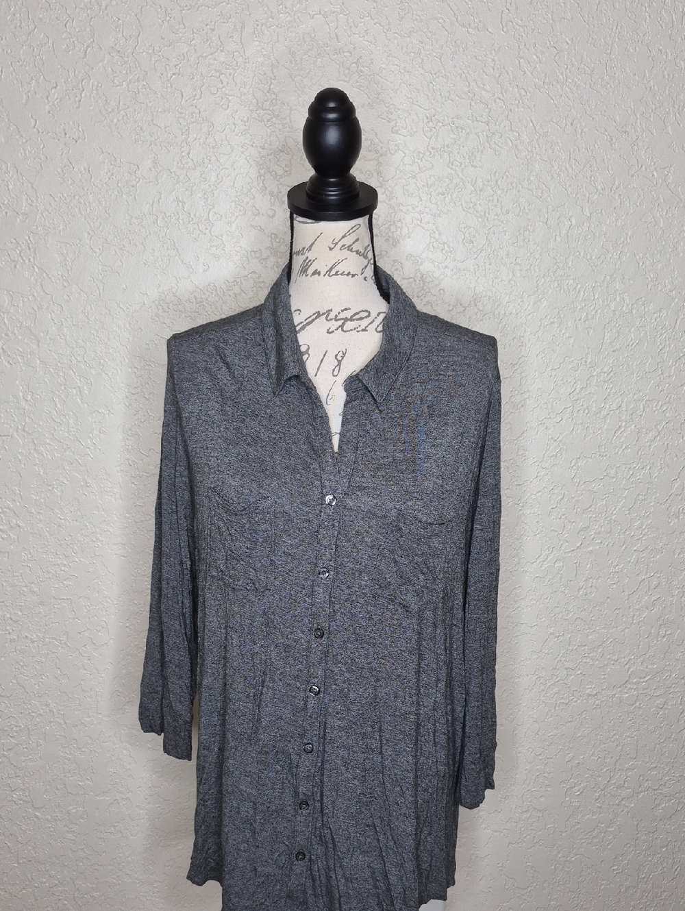 Merona Button Front Shirt Gray Size‎ XXL